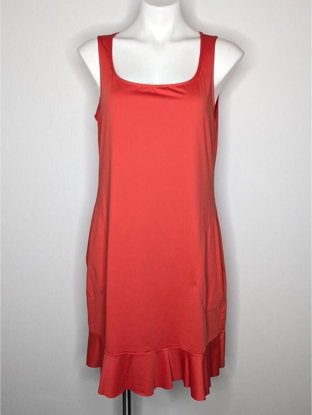 Tommy Bahama Orange Red Stretchy Sleeveless Midi Dress L